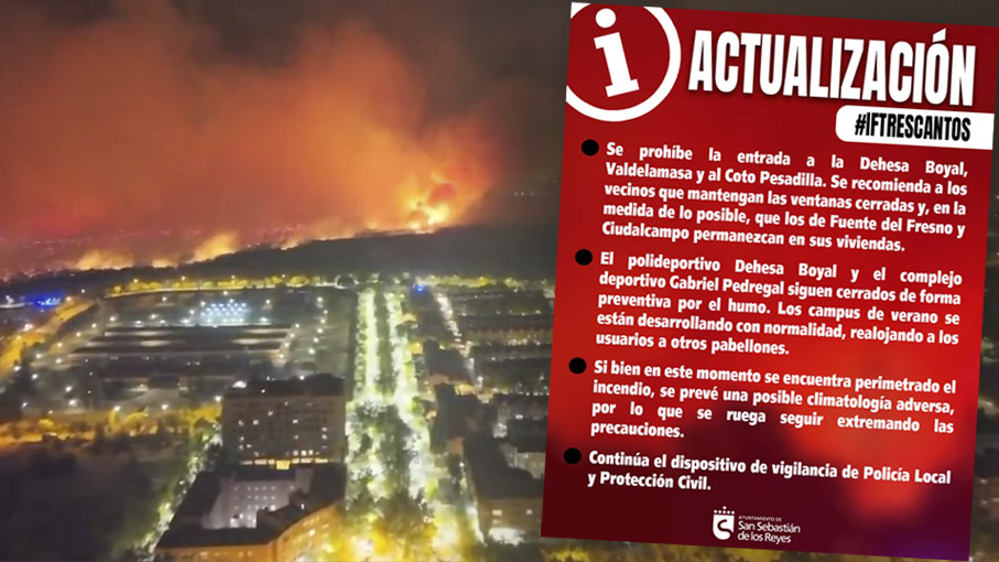Imagen Actualización incendio en Tres Cantos: máxima precaución, esta tarde,...