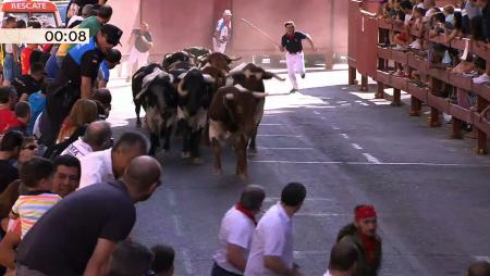 Imagen Quinto encierro de Sanse 2018 rápido y arriesgado con toros de Marqués de Quintanar